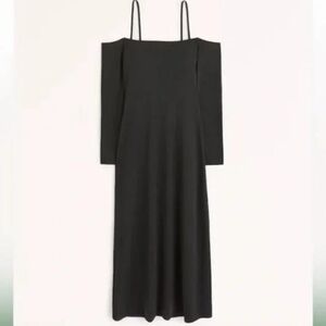 ABERCROMBIE & FITCH Long-Sleeve Off-The-Shoulder Midi Dress XS